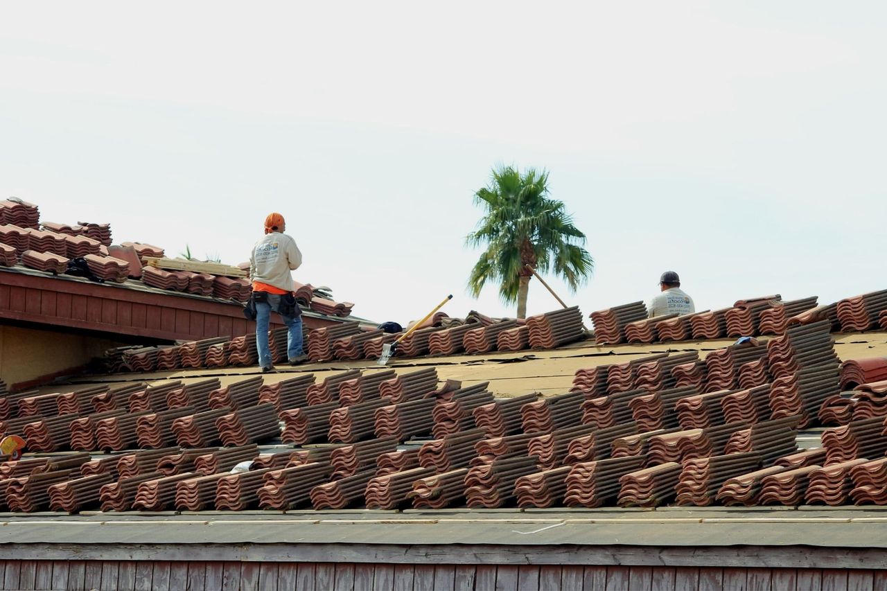 Our crew installing a roof